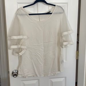 White Tank with Tulle Sleeves